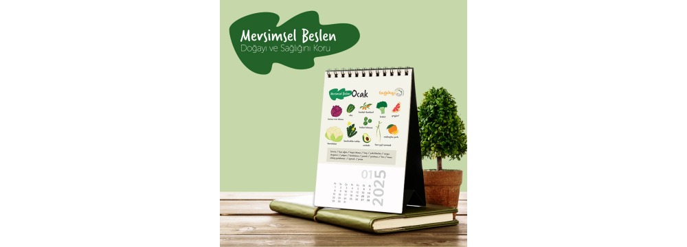 2025 Mevsimsel Beslen Takvimi  - Dikey Spiralli Masa Takvimi